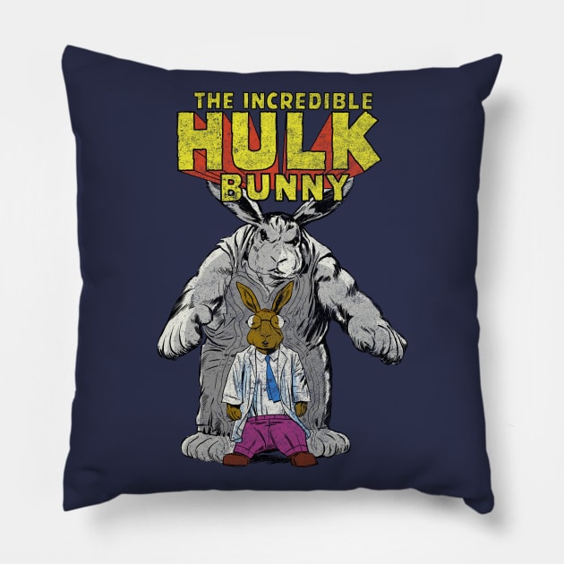 Hulk bunny - retro Pillow by ThirteenthFloor