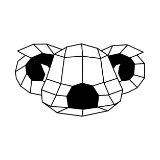 Low Poly Koala Black T-Shirt