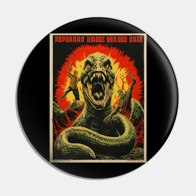 Vintage Reptilian Propaganda Poster Pin by galenfrazer