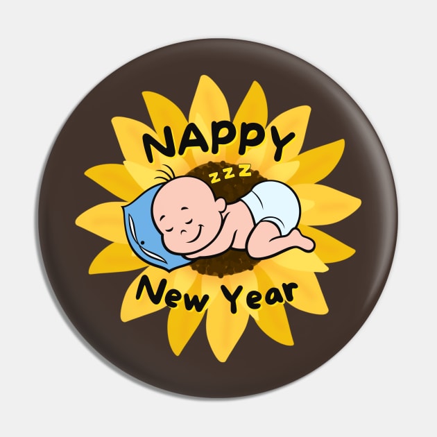 Sleepy Sunshine: Nappy New Year Pin by DaShirtXpert