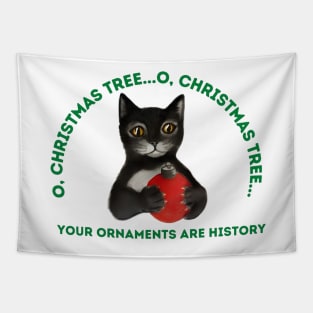 Christmas Tree Cat Tapestry