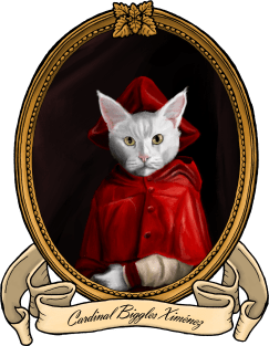 Renaissance Cat - Cardinal Biggles Ximénez (A White Cat) Magnet