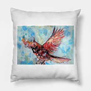 Flying cardinal Pillow