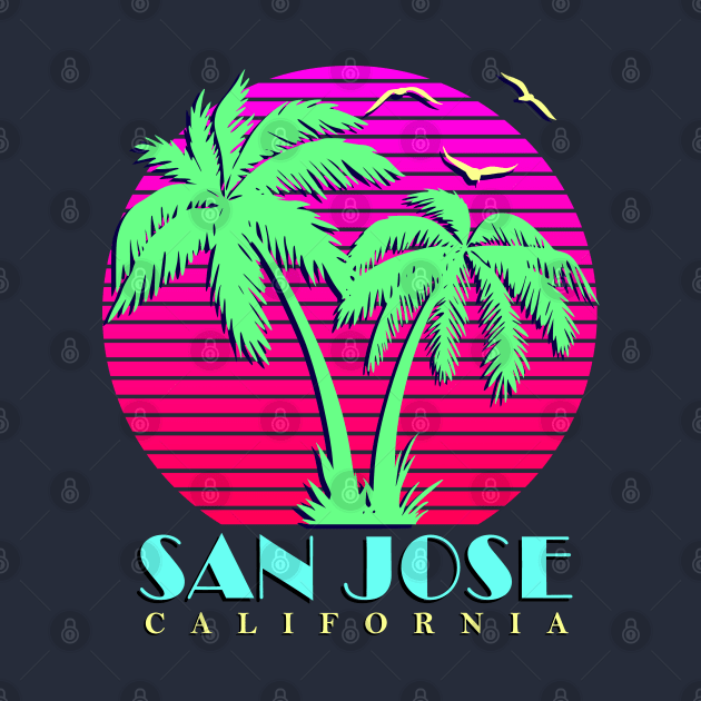 San Jose California Palm Trees Sunset by Nerd_art