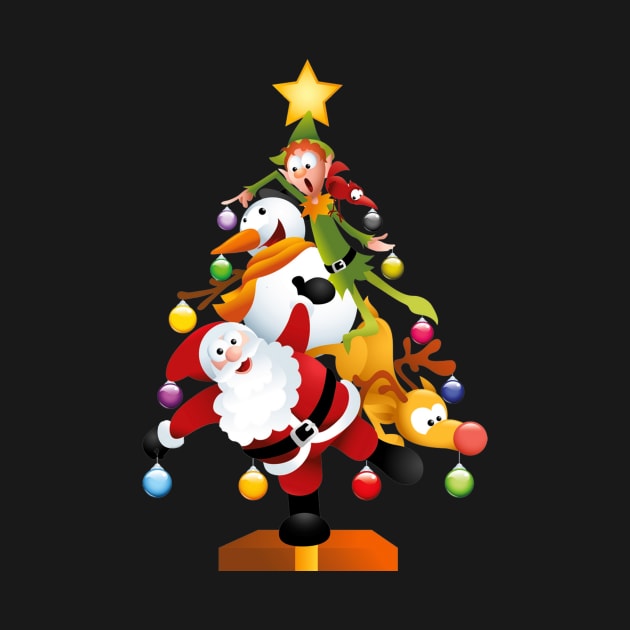 Santa and Friends Funny Transparent Christmas Tree by dcohea