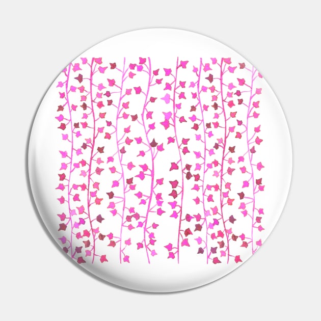 Watercolor Vines Pattern - Hot Pink Pin by monitdesign