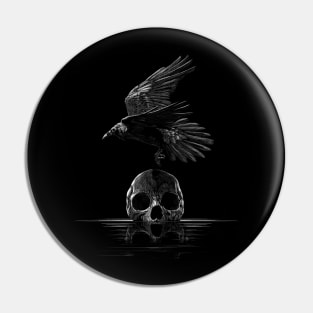 Raven and Skull Pin
