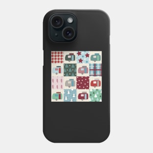 Colourful Winter Patchwork of Vintage Caravans Phone Case