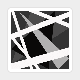 Inverted Abstract Black and White Geometric Lines Magnet