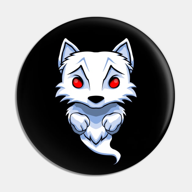 Ghost White Wolf Pin by Prescillian Art