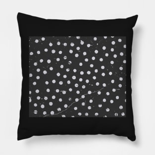 Grunge polka dots pattern design (black and white) Pillow