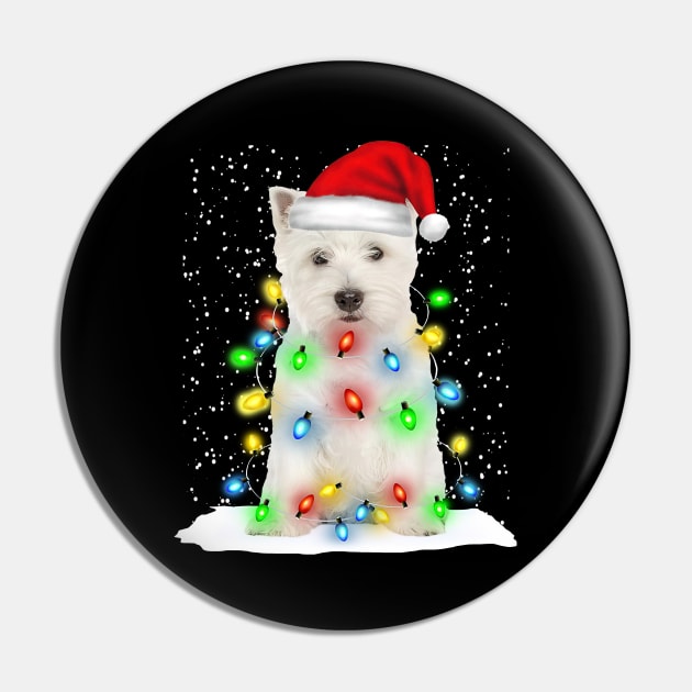 West Highland White Terrier Christmas Santa Hat Xmas Tree Color Lights Pin by Ripke Jesus