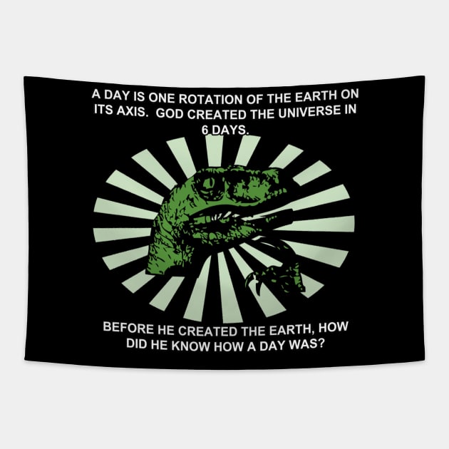 Philosoraptor earth and god Tapestry by Tianna Bahringer