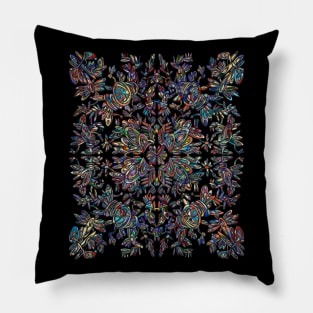 A symmetrical curvy lined design in stained glass coloring Pillow