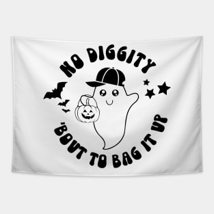 No Diggity Bout To Bag It Up Boy Ghost Boy Halloween Tapestry