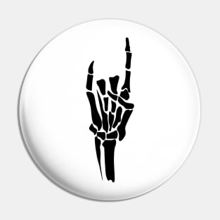 Devils horns skelleton hand in black Pin