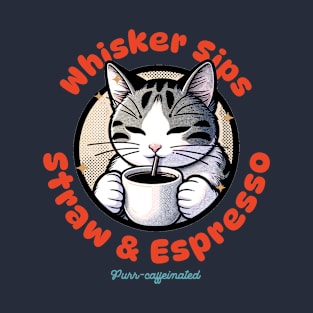 Whisker Sips Coffee Cat Charm T-Shirt