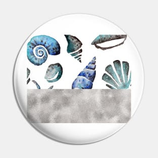 South pacific sea shells - silver graphite Pin