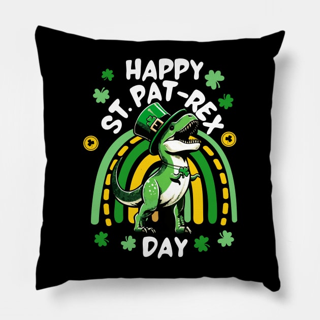 Happy St Pat Trex Day Dino St Patricks Day Toddler Boys Gift Pillow by AlmaDesigns