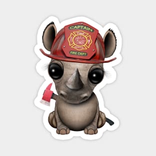 Cute Baby Rhino Firefighter Magnet