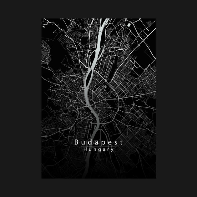 Budapest Hungary City Map dark by Robin-Niemczyk