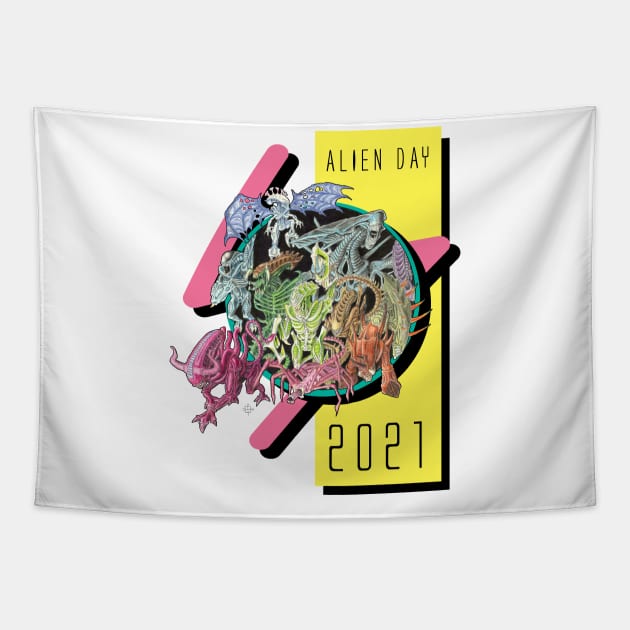 Alien Day 2021 Commemorative Shirt Tapestry by Perfect Organism Podcast & Shoulder of Orion Podcast