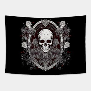 Dark Roses and Skull, beautiful harmony, gothic style Tapestry