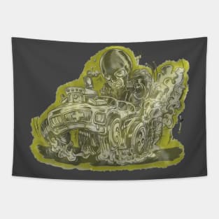 Hot Rod Driving Balaclave Wearing Mean Machine Tapestry