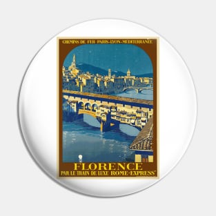 Florence, Italy - Vintage Travel Poster Design Pin