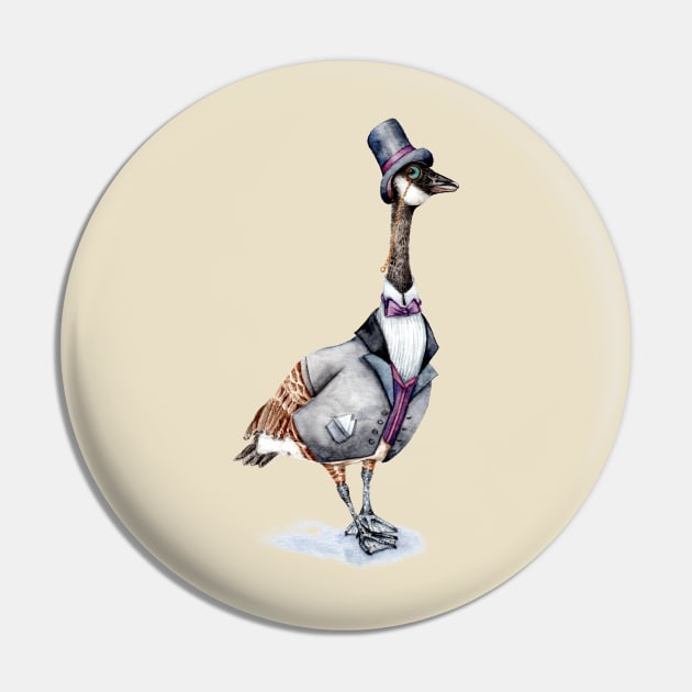 Victorian Goose in Tophat Pin by Goosi