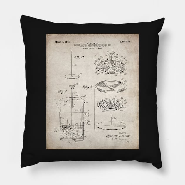 Coffee Filter Patent - Coffee Shop Art - Antique Pillow by patentpress