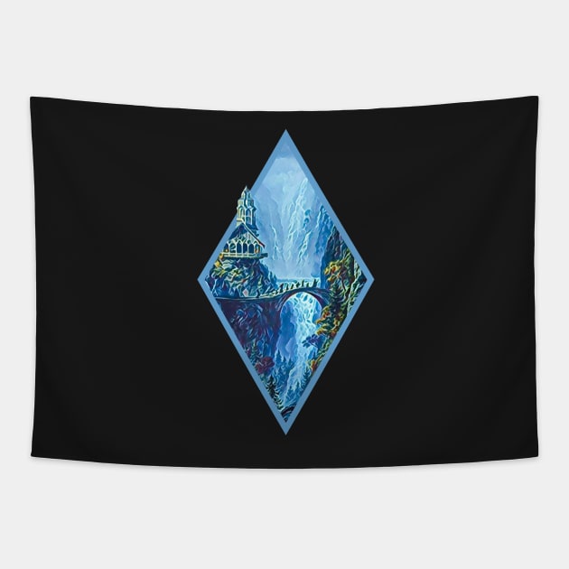 The Fellowship Departs - Digital Art - Diamond Frame - Black - Fantasy Tapestry by Fenay-Designs