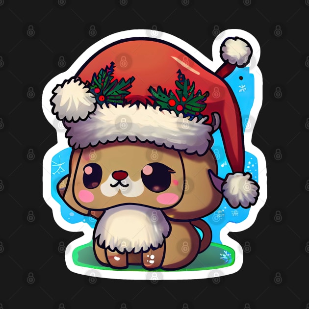 Cute Adorable Kawaii Chibi Christmas Puppy by The Little Store Of Magic