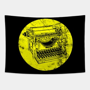 DISTRESSED VINTAGE TYPEWRITER YELLOW Tapestry