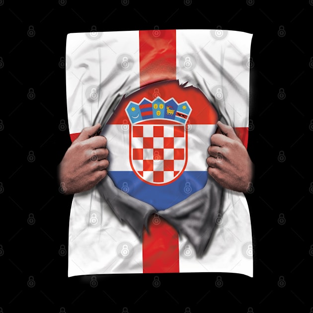 Croatia Flag English Flag Ripped Open - Gift for Croatian From Croatia by Country Flags
