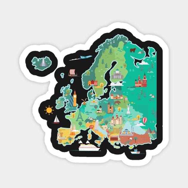 Map of Europe Magnet by Antikwar
