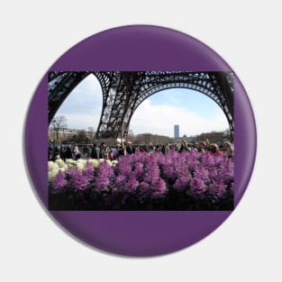 Paris Eiffel Tower Base with Flowers Pin