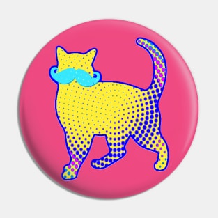 Funky Mustache Cat Pin