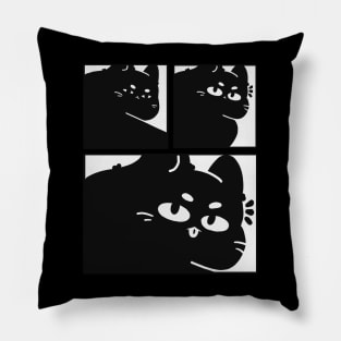 Funny black cat meme Pillow