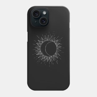 Sun moon line art white Phone Case