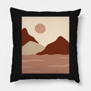 Boho Abstract Artl Landscape Sunset Mountains Design Pillow