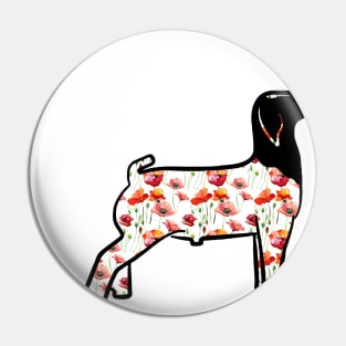 Watercolor Poppy Market Goat - NOT FOR RESALE WITHOUT PERMISSION Pin