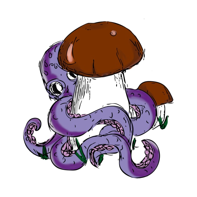 Octopus and Mushrooms - Unexpected Love by LeahHa