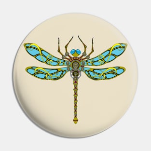 Mech Steampunk Dragonfly Illustration Pin