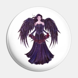 Gothic angel with roses fantasy art by Renee Lavoie Pin