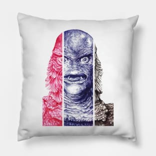 Creature From the Black Lagoon,  A ball point pen portrait. Pillow