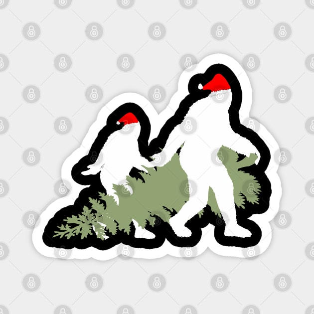 Funny Xmas Bigfoot and Sasquatch T Shirts Magnet by DHdesignerPublic