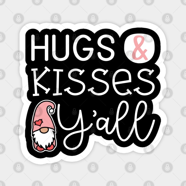 Hugs & Kisses Y'all Valentine's Day Gnome Cute Magnet by GlimmerDesigns
