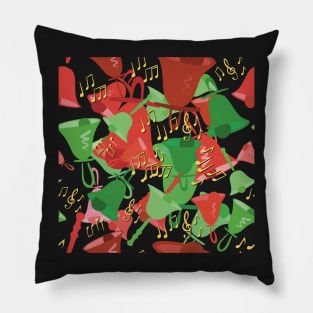 Christmas Chaos Colorful Handbells And Notes Holiday Pattern Pillow