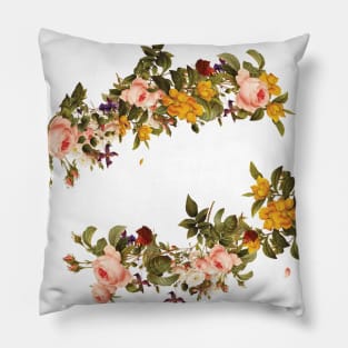 Spring floral flowers pattern - pink roses and yellow | Vintage romantic nature environment Pillow